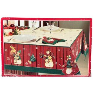 Dillards Trimmings Christmas Snowmates 52"x52" Snowmen 100% Cotton Tablecloth